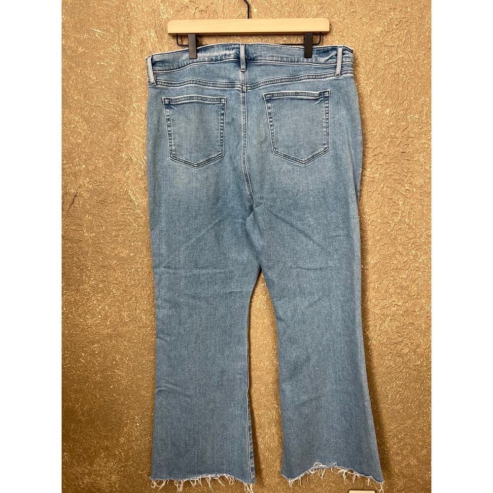 LOFT Petite High Rise Slim Flare Jeans Light Wash Frayed Raw Hem 34/ 18 - Picture 5 of 15